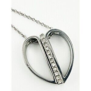 Trinity Cross Hidden Cross Heart Necklace Silver Tone Crystal Accent
